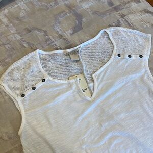 NWTs Lucky Brand White Cap Sleeve Blouse